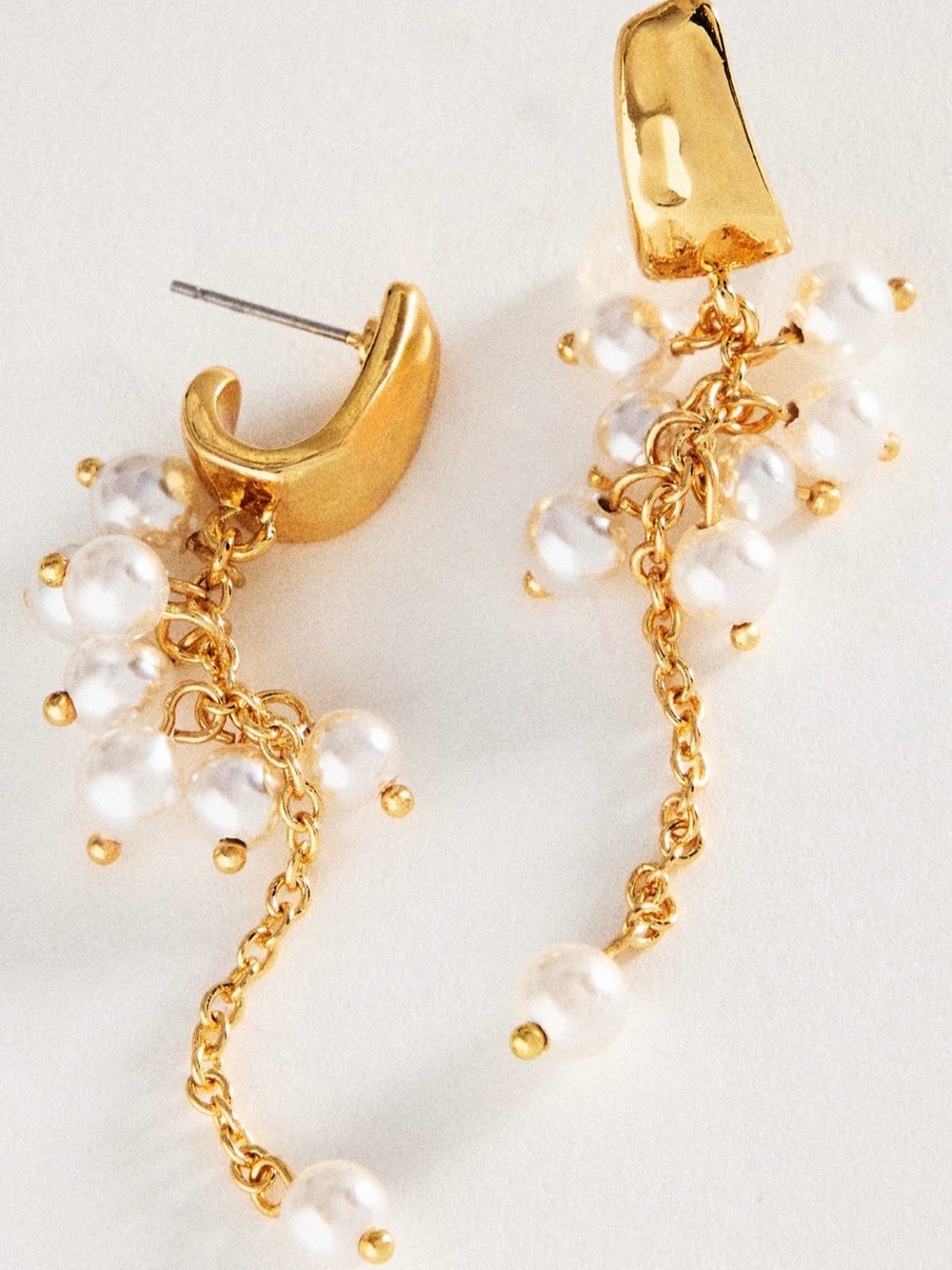 Anthropologie Clustered Pearl Drop Dangle Earrings